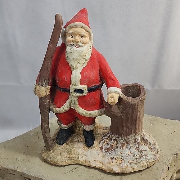 Clay Santa with his walking stick - Picture 1 of 7